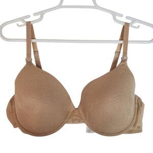 Natori Private Luxuries Underwire Lace Overlay Nursing Bra Nude Size 38 C